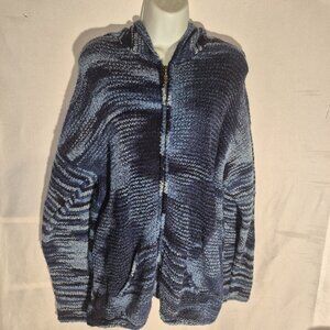 NATIVE KNIT  Vintage, Handmade, 100% Wool, hooded Sweater in size LG-XL